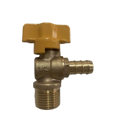 Válvula de parada de cobre amarillo montada en la pared del agua de retrete de la válvula de ángulo 12bar de la pulgada del 1/2
